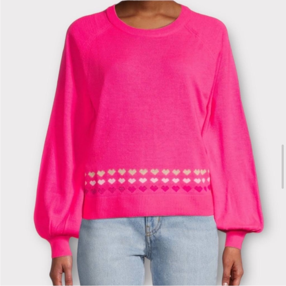 NWT Lilly Pulitzer Heart Sweater Hot Pink XL